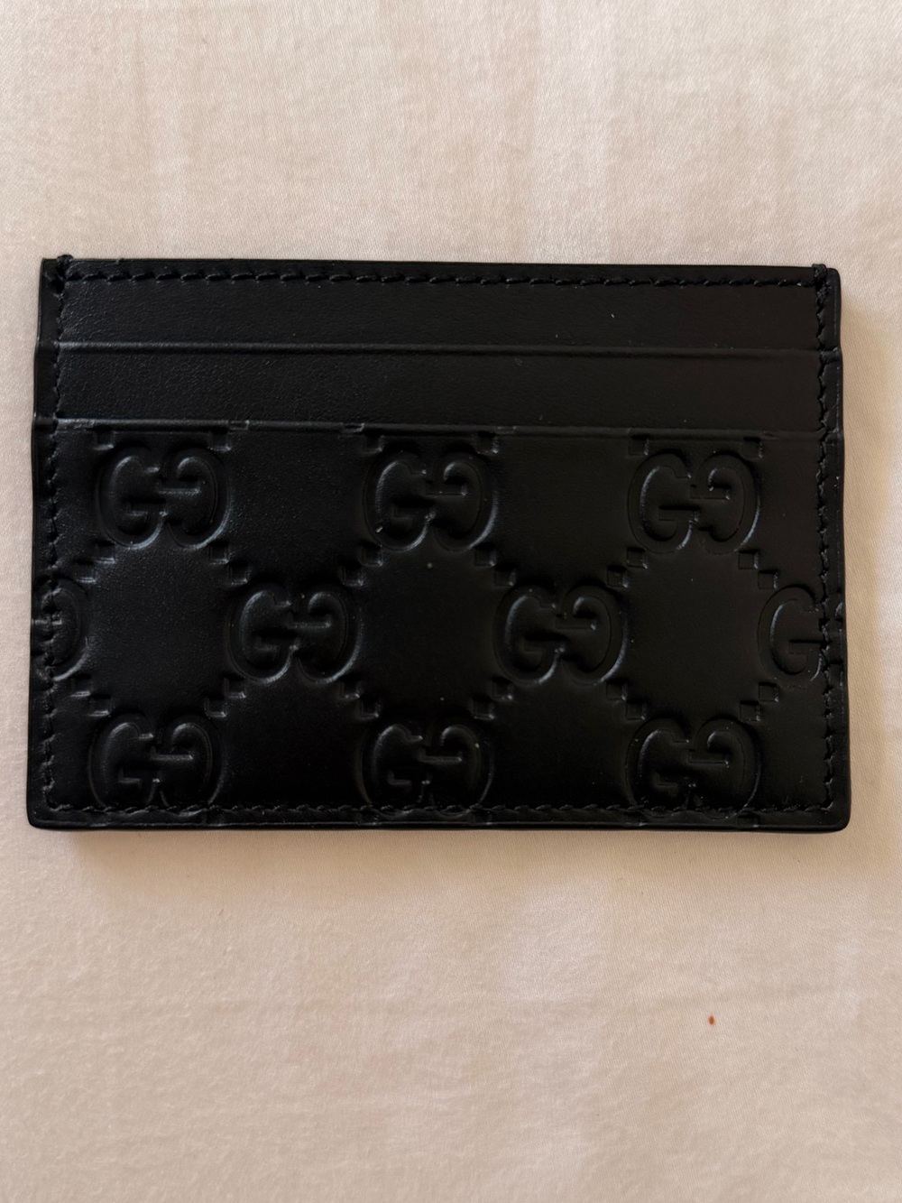 Gucci Black Embossed GG Leather Card Holder